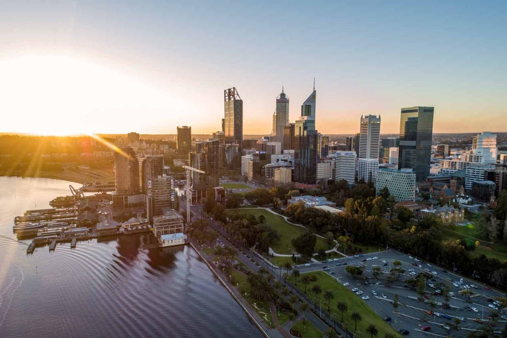 Perth city aerial view