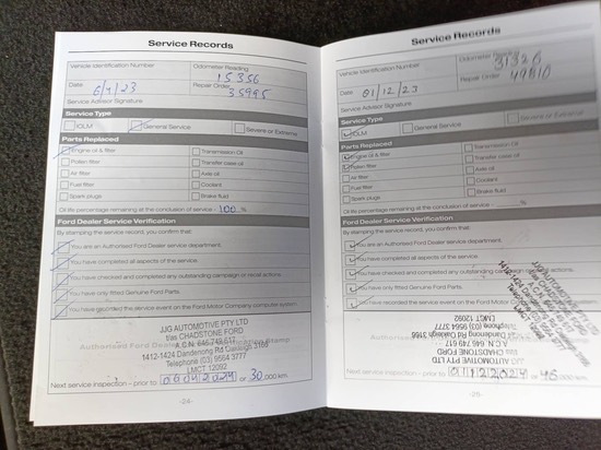 Service record books photographed during the inspection